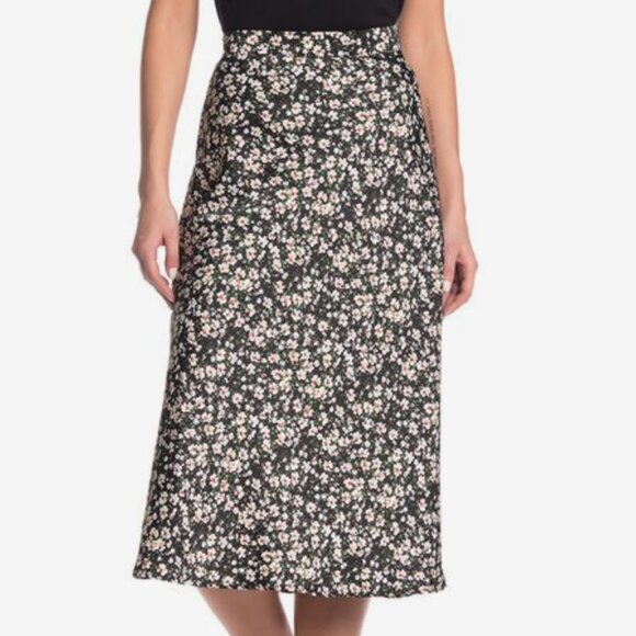 Know One Cares (Nordstrom Rack) Silky Floral Midi Skirt sz. Medium - Picture 1 of 5
